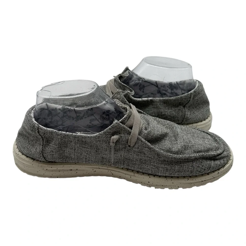 Hey Dude Wendy Linen Shoes Womens 10 Iron Grey Slip On Lightweight Loafer Casual